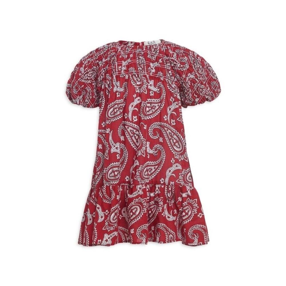 Sea New York Girls Theodora Paisley Print Smocked Puff Sleeves Dress Size 12 NWT